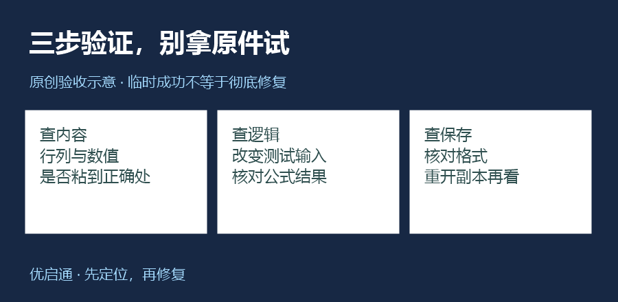 在副本中检查粘贴内容、公式与保存结果